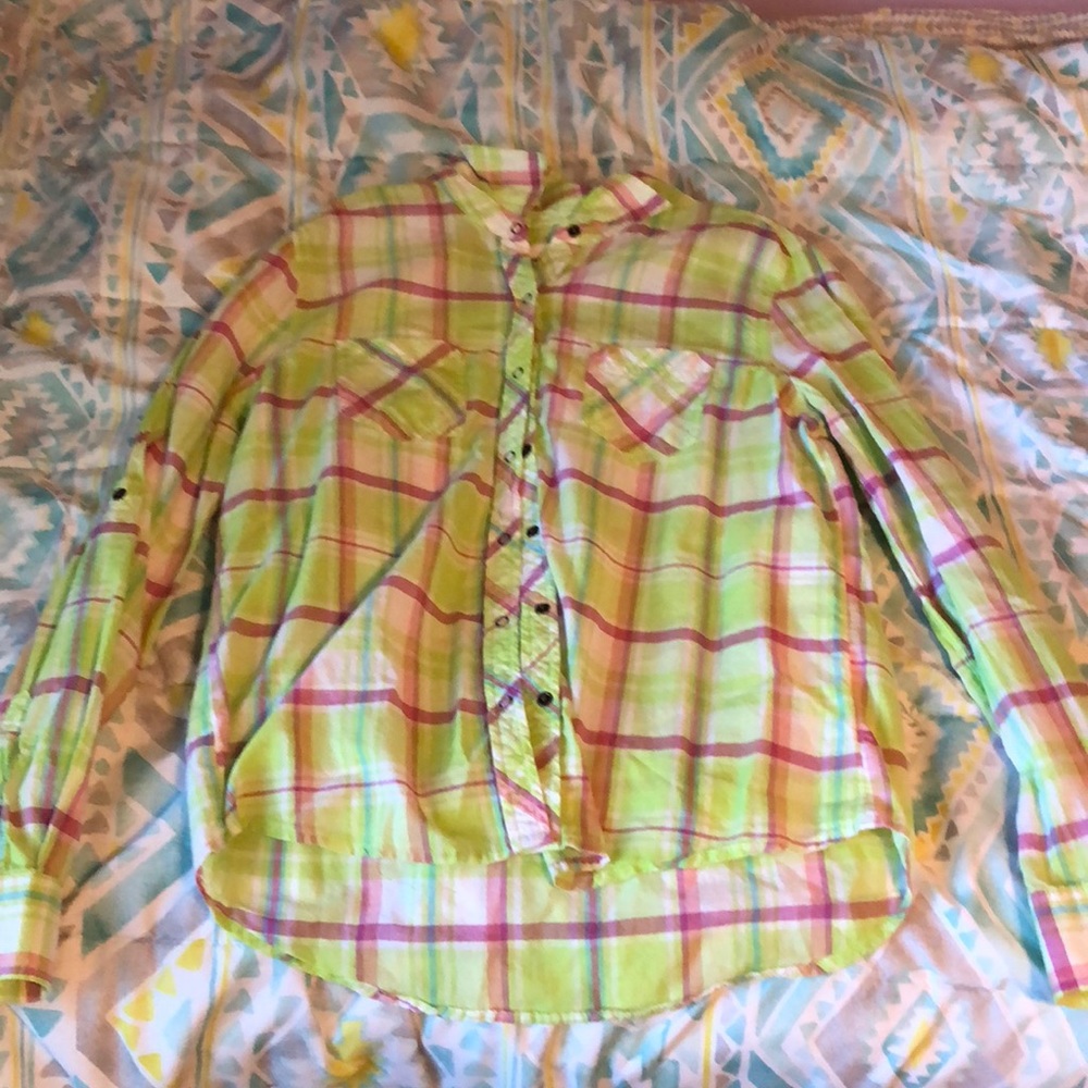 Flannel button down top
